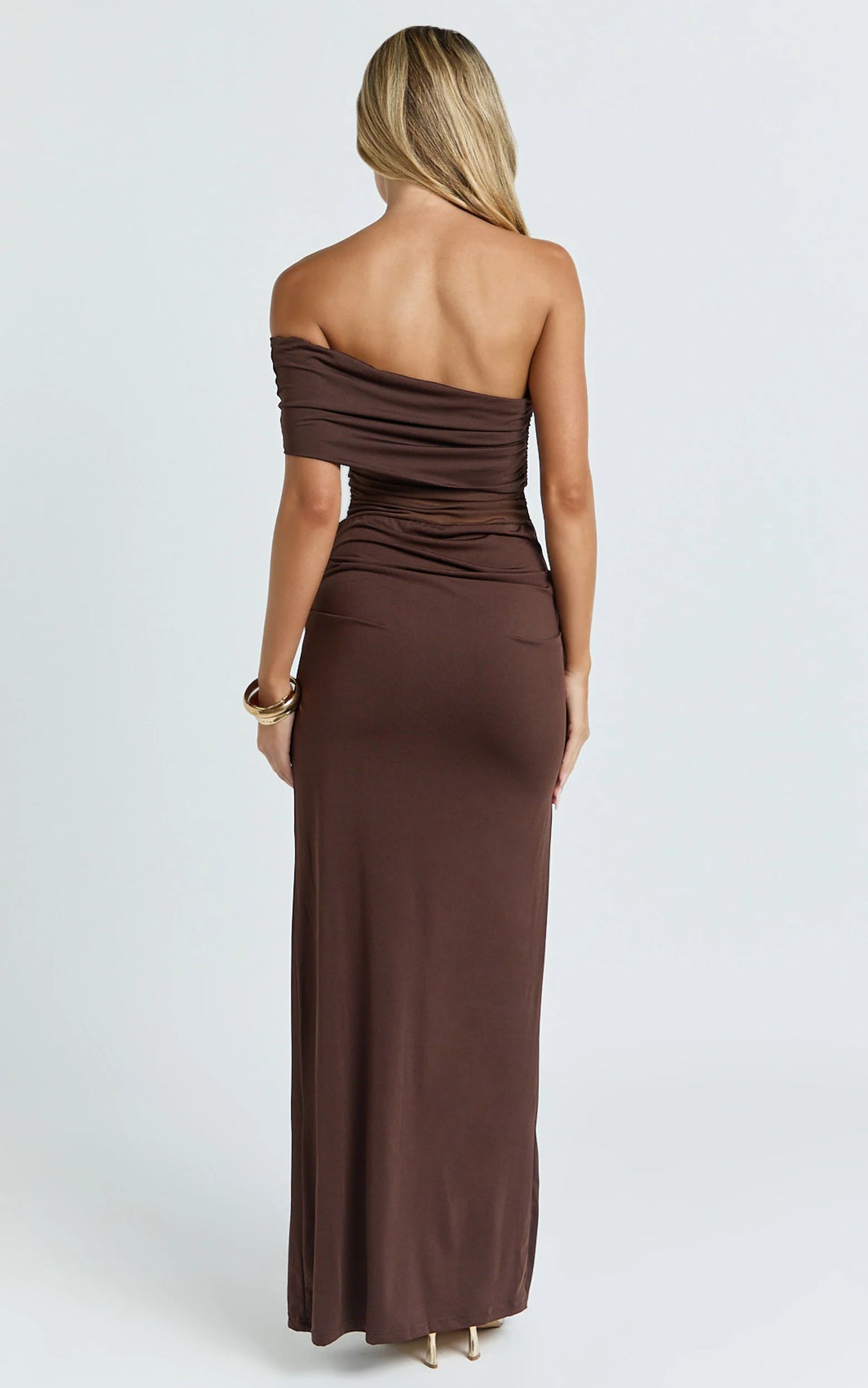 Riley Maxi Dress - Gathered Over Bust Dress in Chocolate