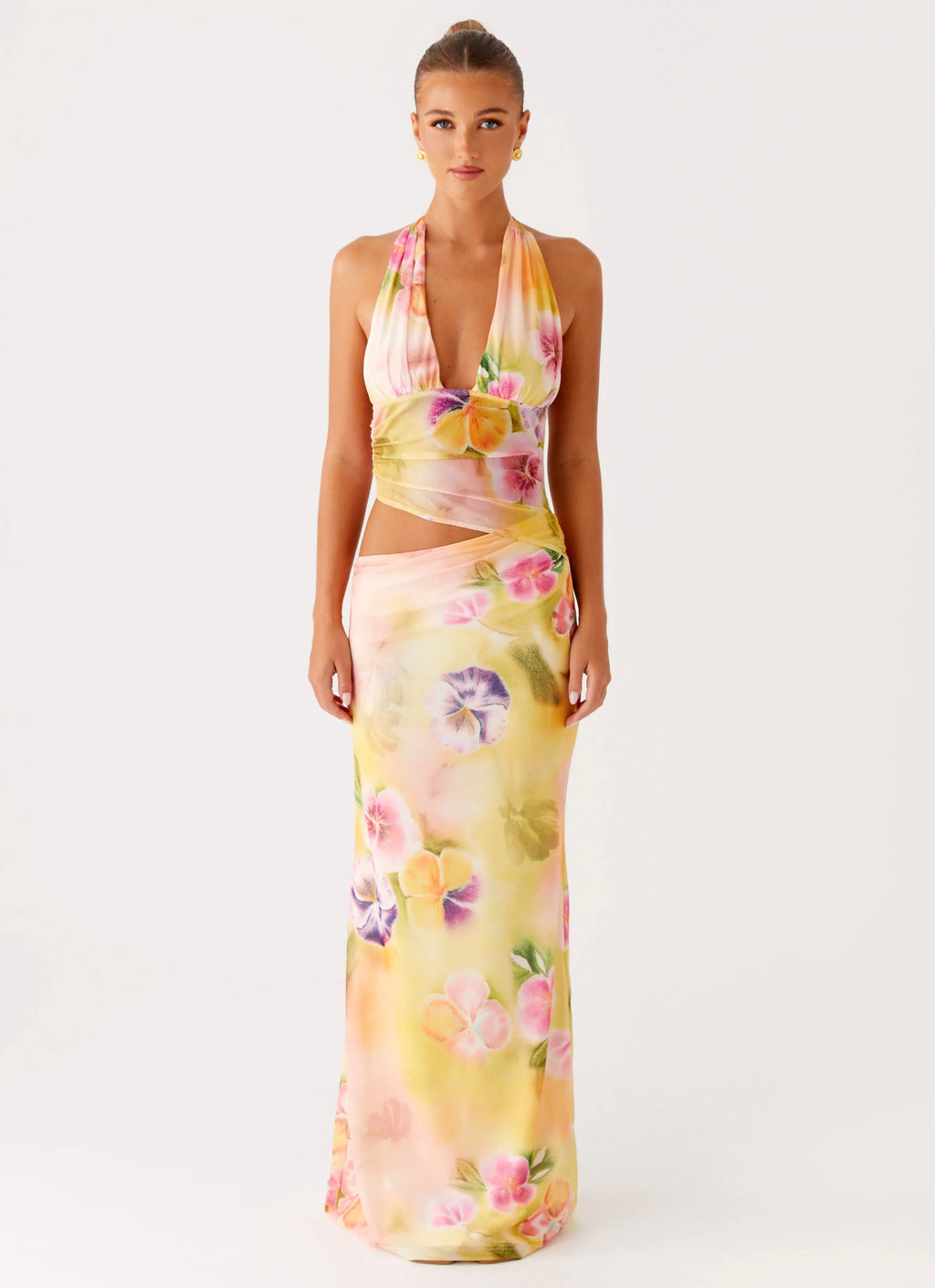 Main Act Halter Maxi Dress - Sunburst Floral