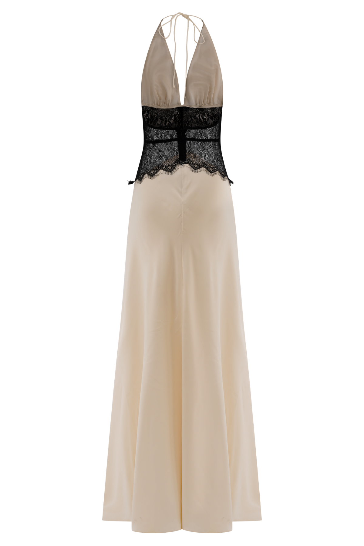 Dinah Lace And Satin Maxi Dress - Black/Ivory