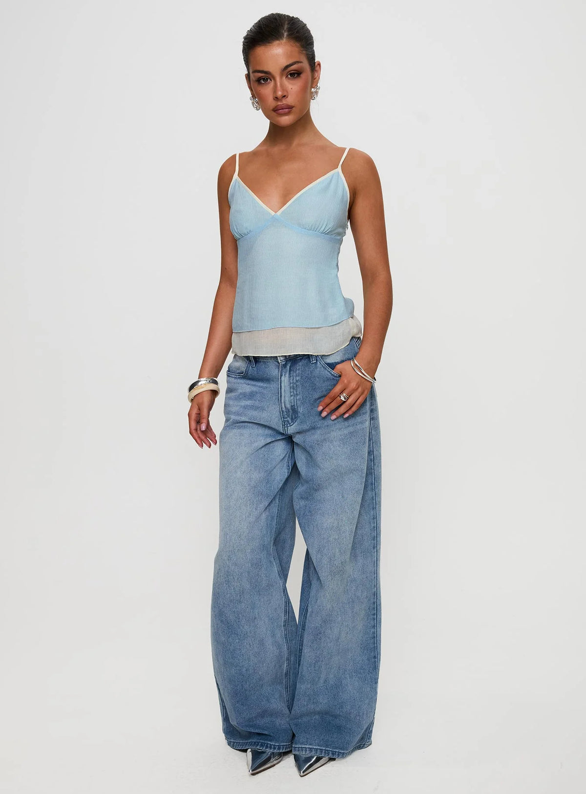Majorie Layered Top Blue / Cream
