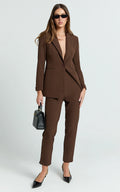 Hermie Pants - High Waisted Cropped Tailored Pants in Chocolate