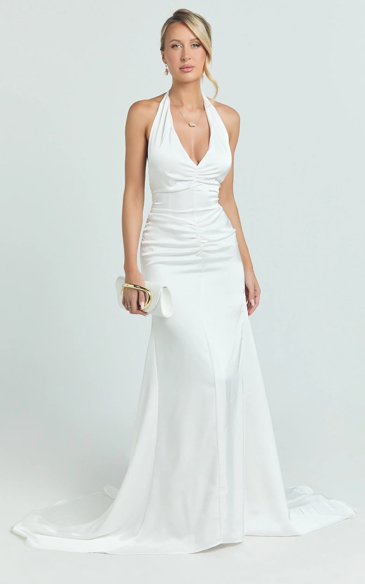 Frankie Maxi Dress - Satin Bias Cut Dress in Ivory