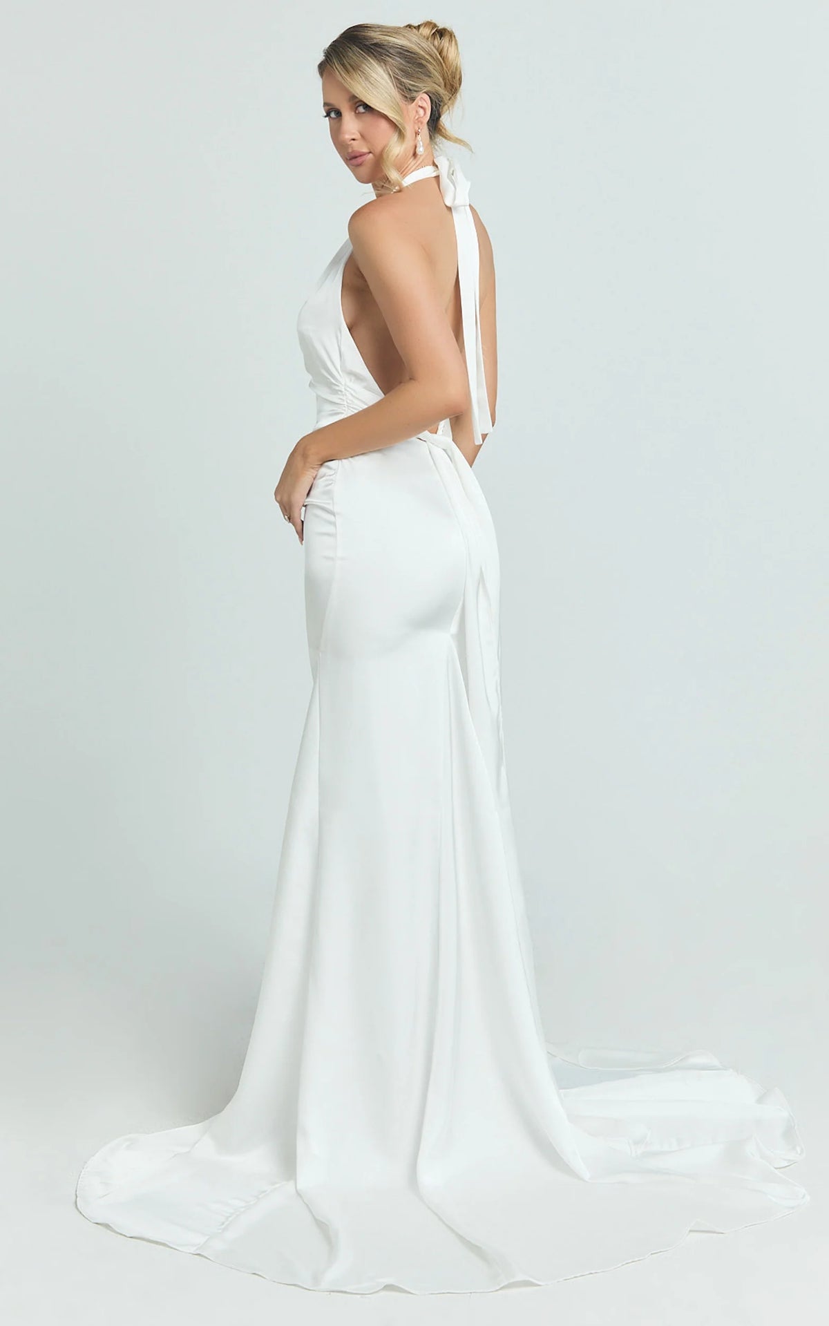 Frankie Maxi Dress - Satin Bias Cut Dress in Ivory