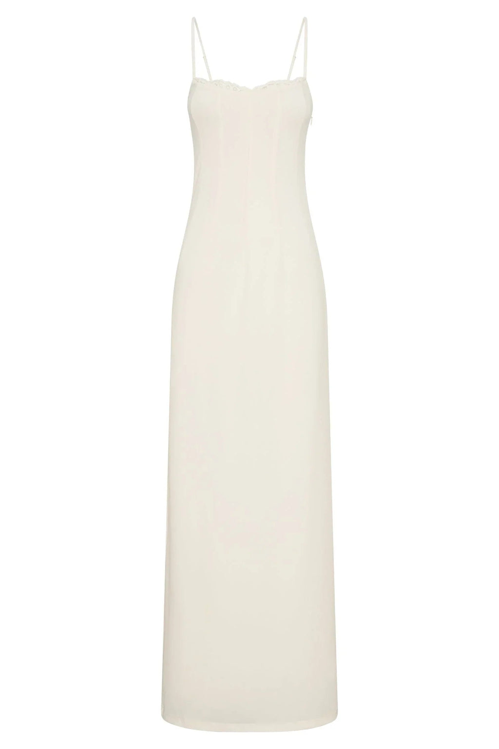 Lace Trim Maxi Dress - Bone