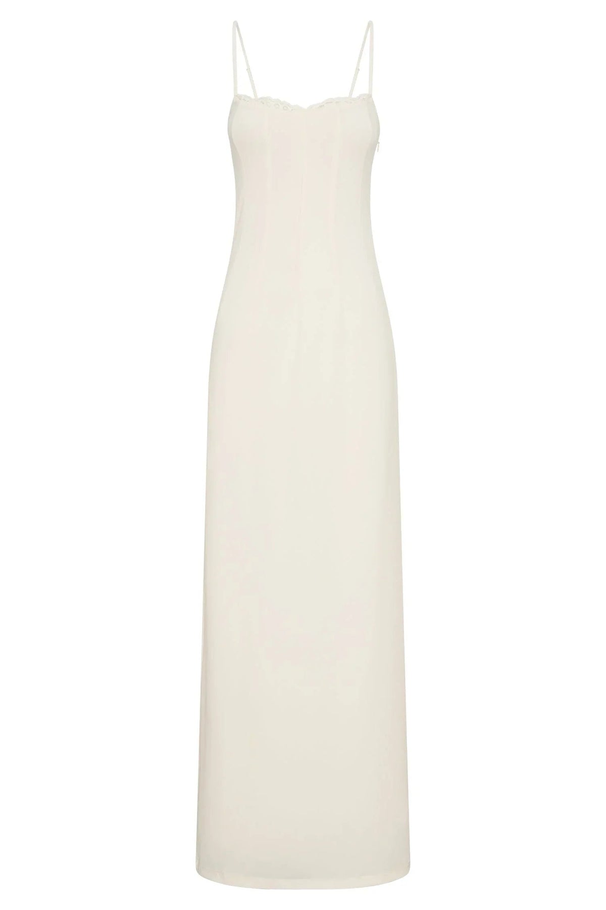 Lace Trim Maxi Dress - Bone