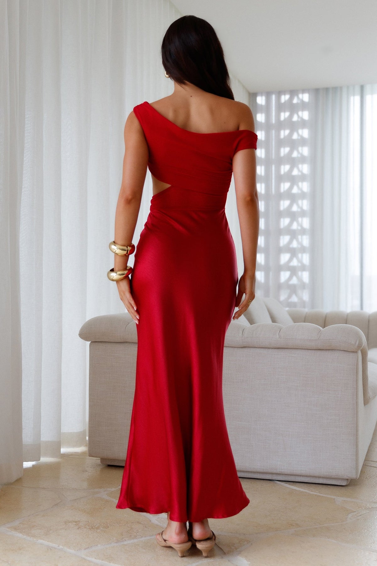 Dreamer’s Path Off The Shoulder Maxi Dress Red