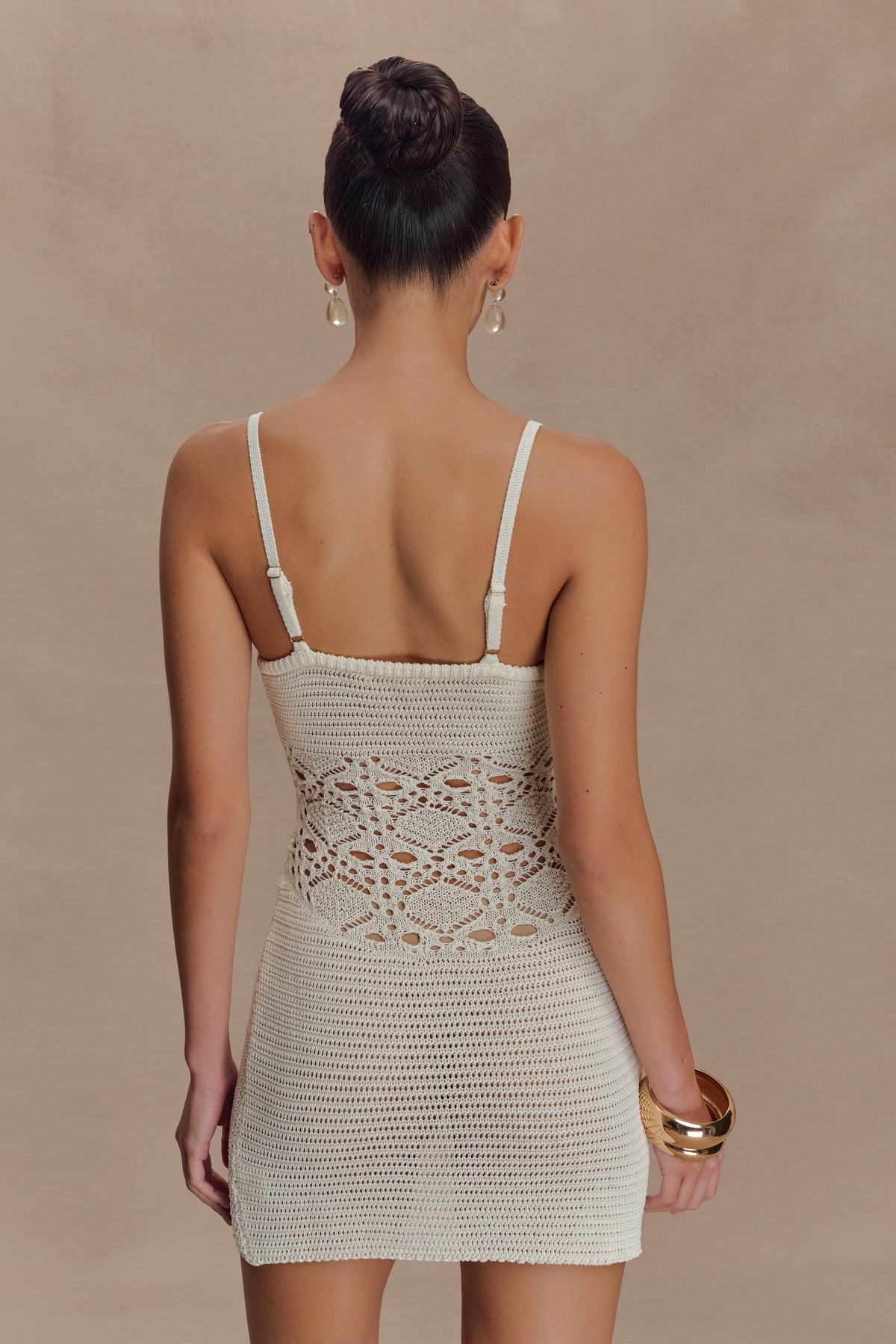 Everette Crochet Knit Mini Dress - Ivory