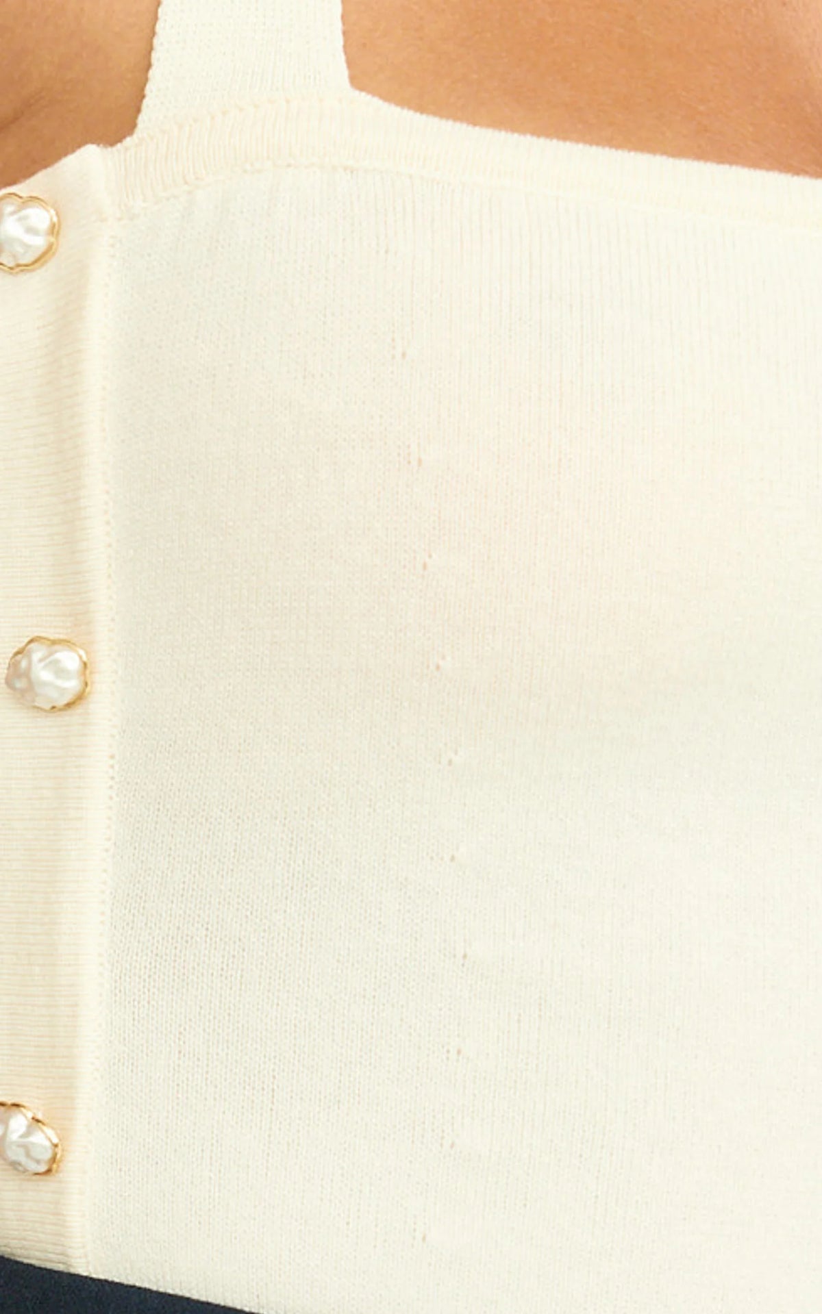 Julie Top - Tie Halter Button Detail Top in Ivory