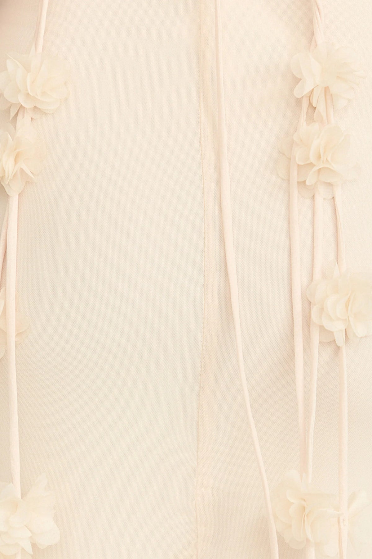 Penny Maxi Dress - Draped Cowl Neck 3D Flower Dress in Cream