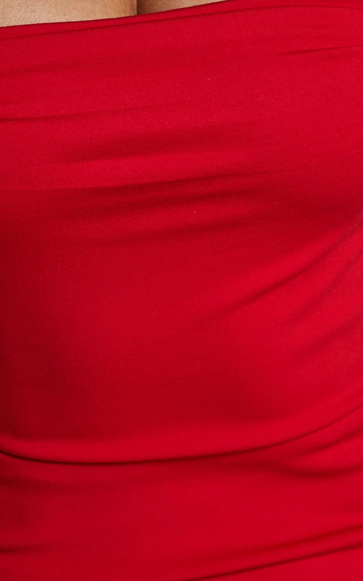 Tiffy Midi Dress - Square Neck Ruched Bodycon Dress in Scarlet
